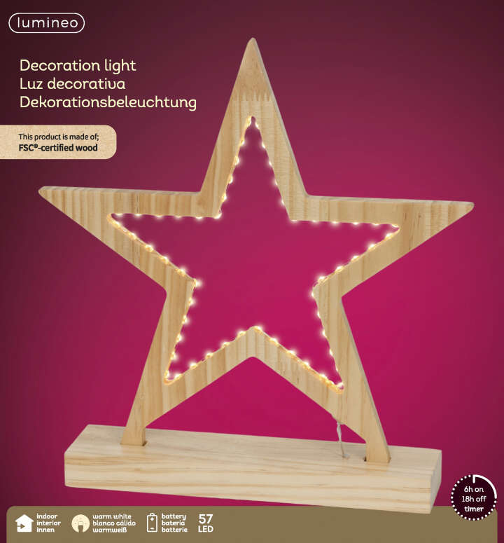 LUMINEO LED Stern Holz